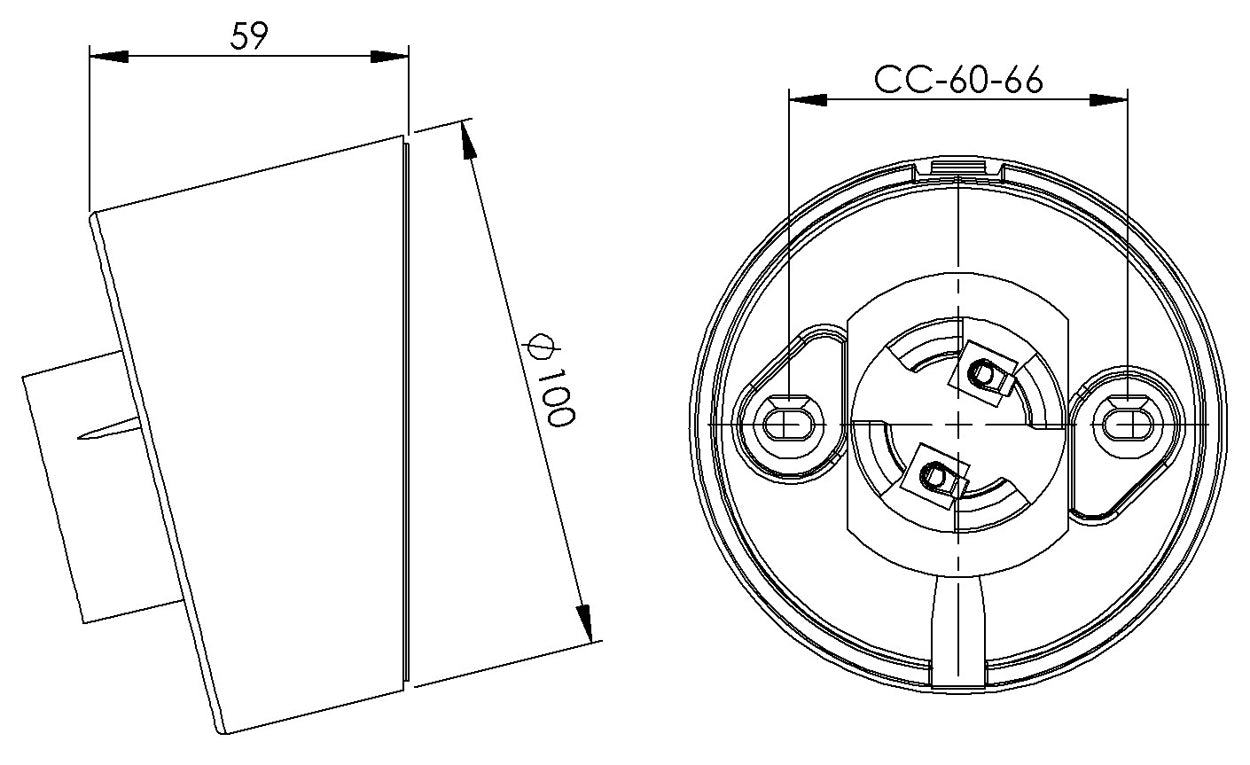 Wandleuchte Porzellansockel 84.5mm Gewinde IP20 E27 schräg | Ifö Electric