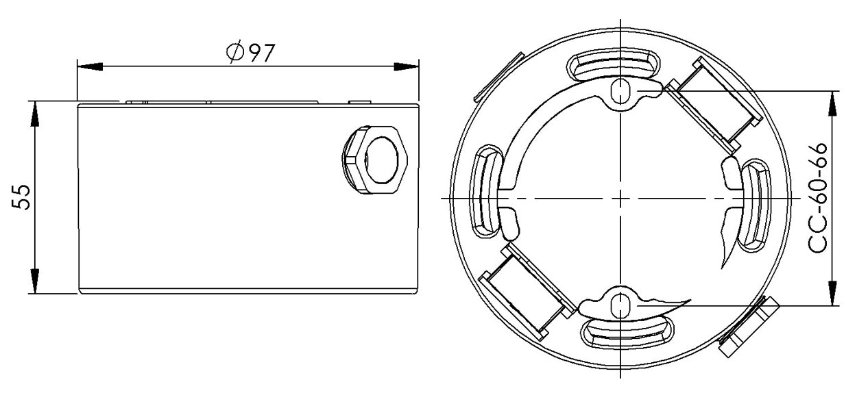 Porzellansockel Ø 84.5mm Gewinde IP54 Weiss, mit seitlichen Eingängen LED | Ifö Electric