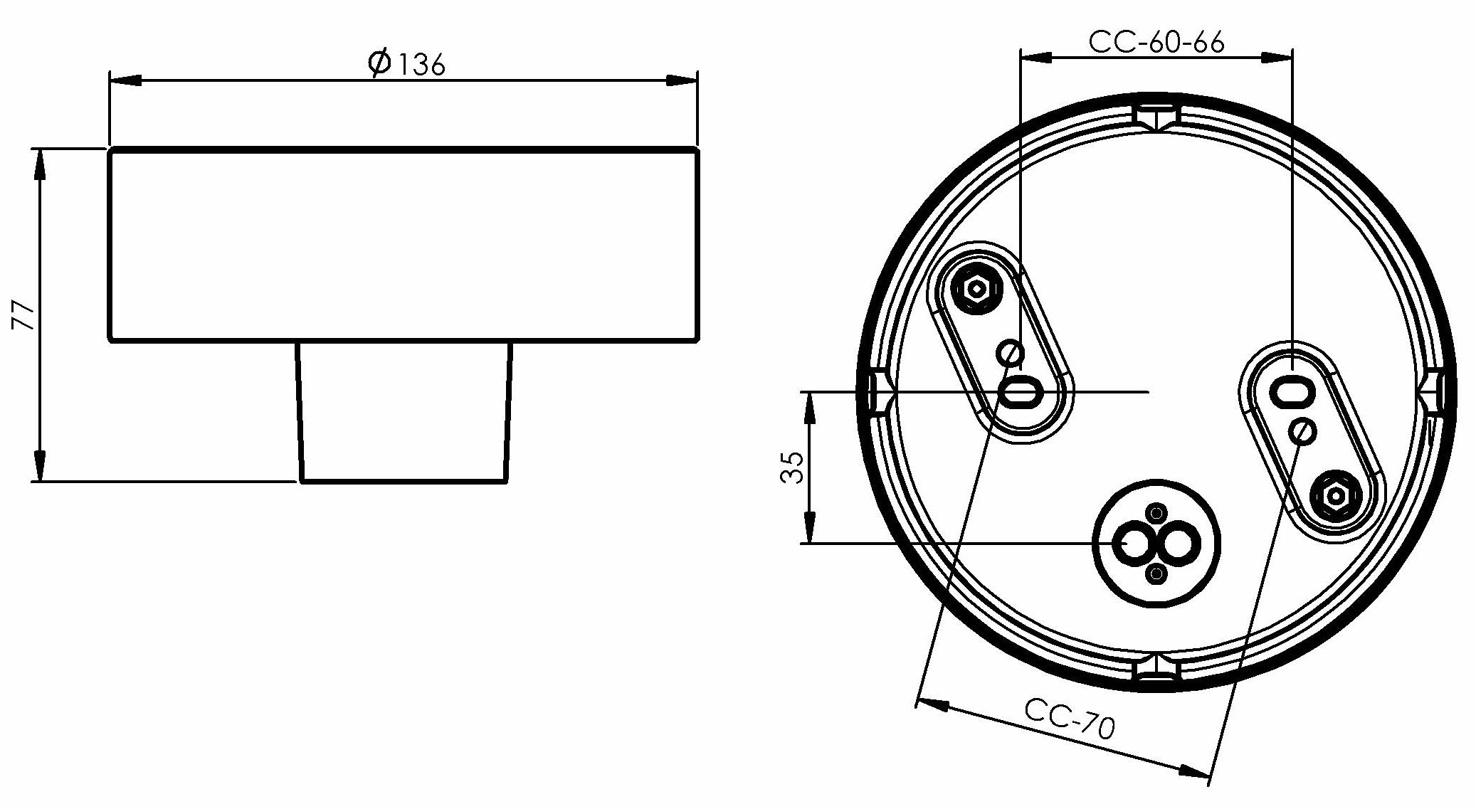 Massplan Porzellansockel Ø 123.5mm Gewinde IP44 E27 | Ifö Electric