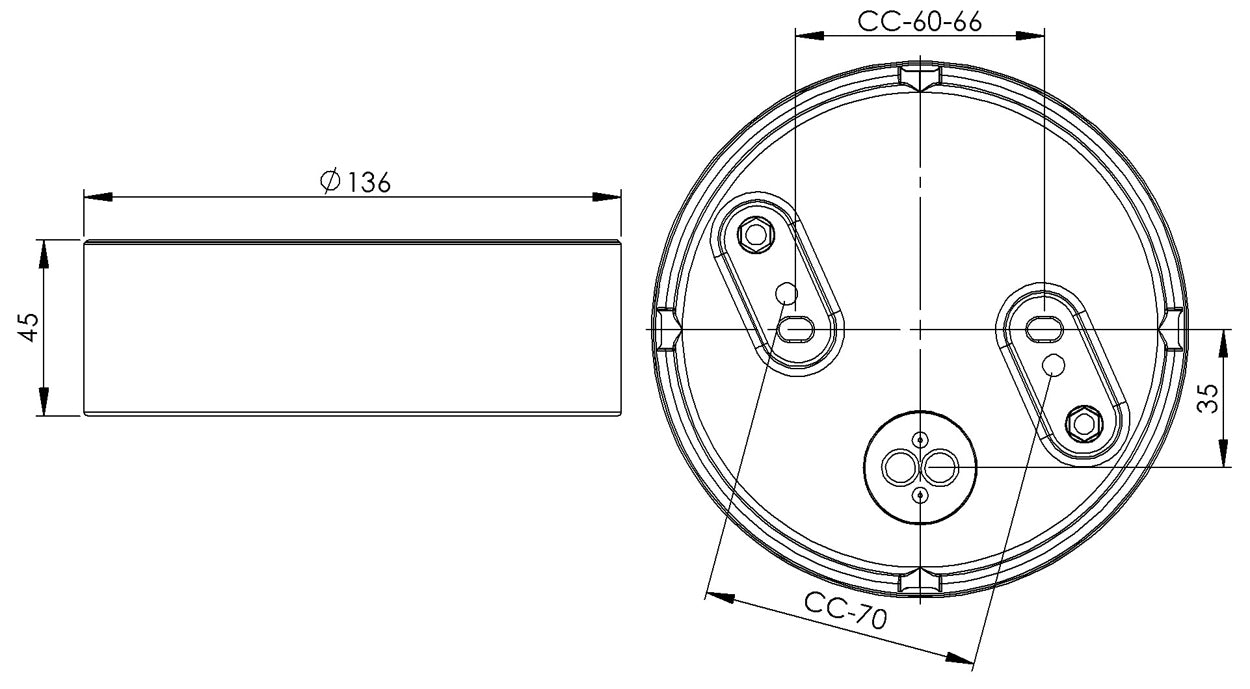 Massplan Porzellansockel Ø 123.5mm Gewinde IP44 für Led Modul | Ifö Electric