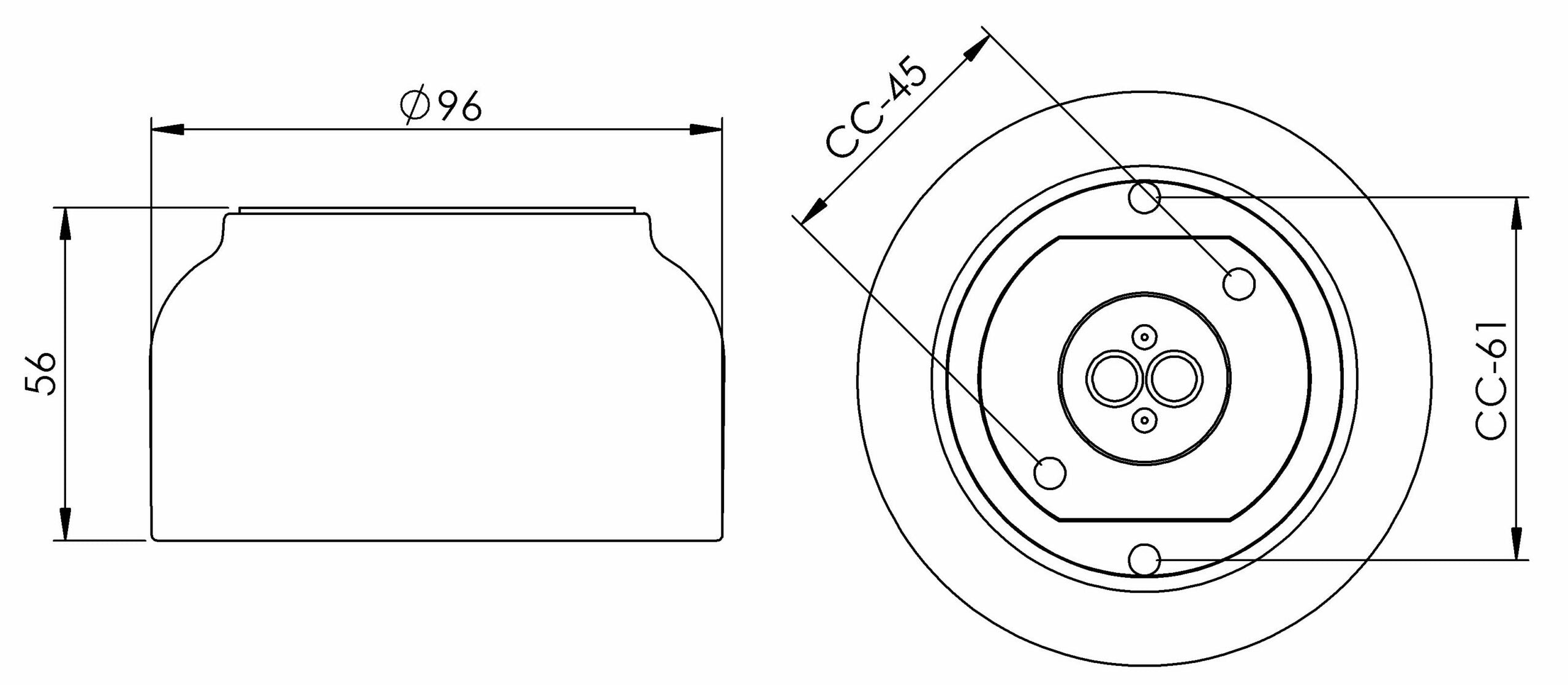 Massplan Porzellansockel Ohm Ø 84.5mm Gewinde IP44 für Led Modul | Ifö Electric